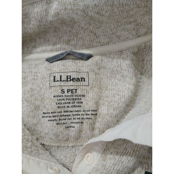 LL. bean Sweater Fleece Pullover Snap T Womens Small cream - Picture 5 of 5